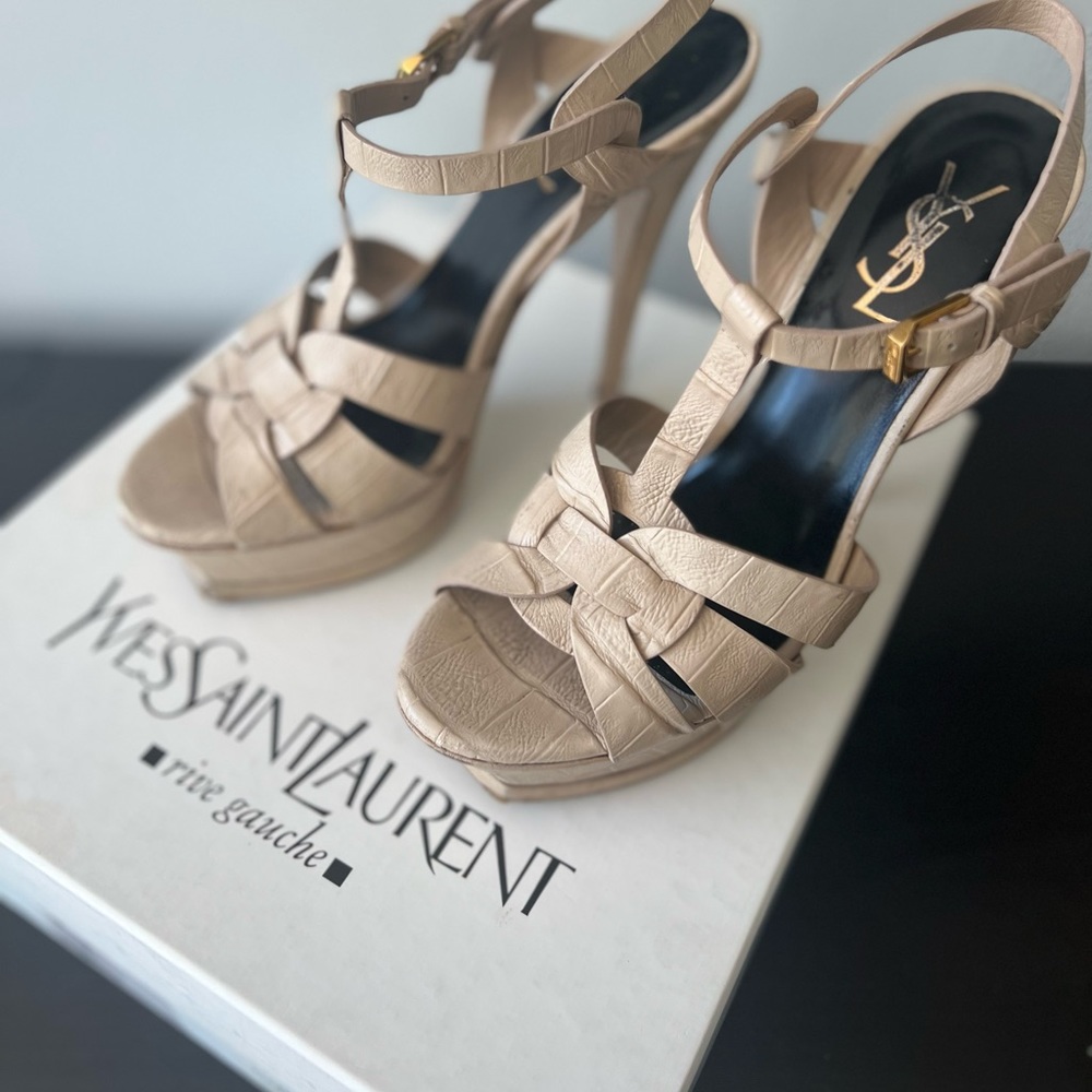Saint Laurent Tribute Sandals 105 Croc Embossed S7